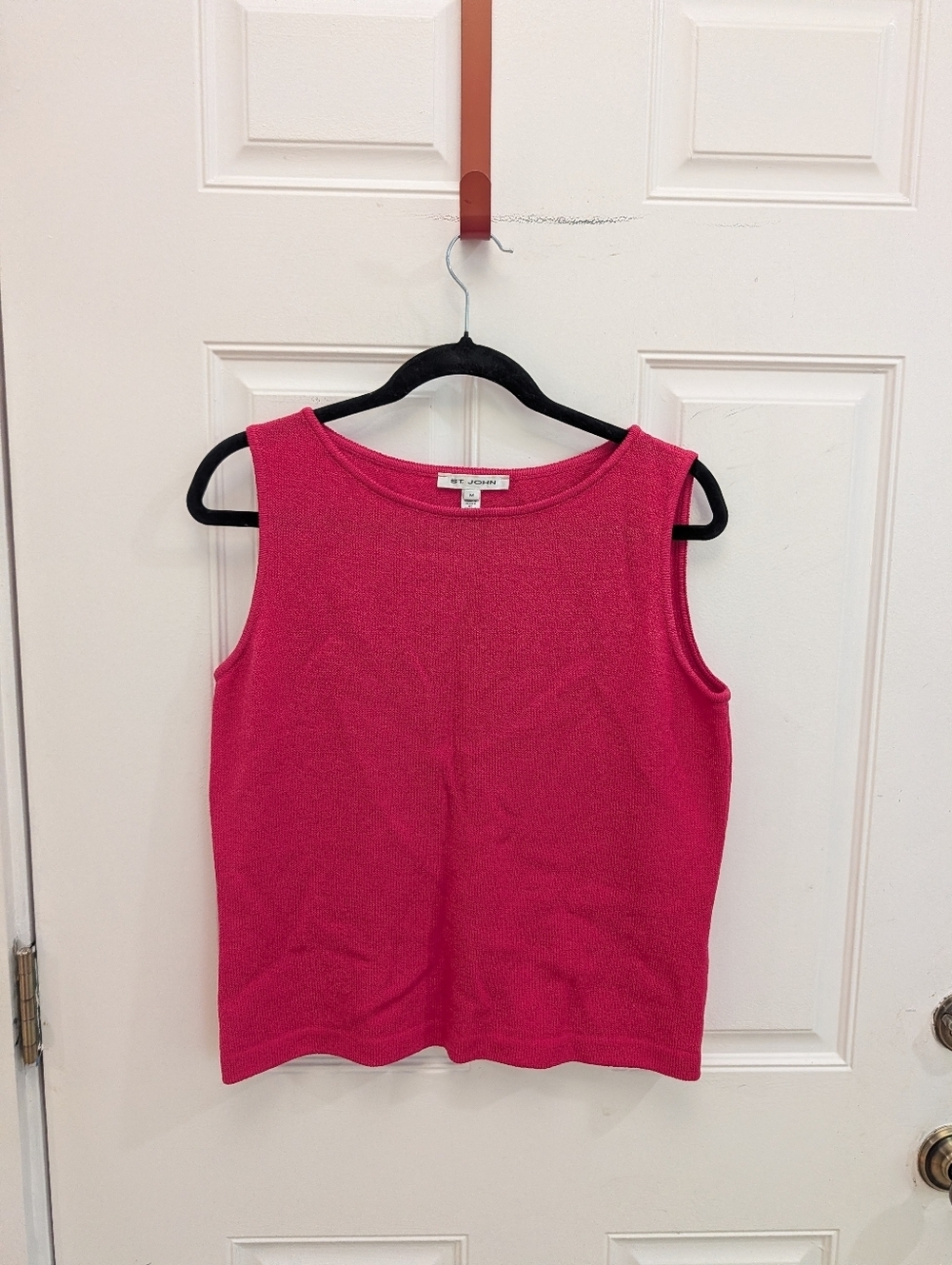 St. John Bright Pink Sleeveless Santana Knit Shell